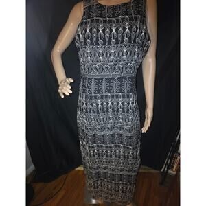 J.B.S. Ltd Women’s Black White Embroidered Maxi Dress Size 16 Sleeveless